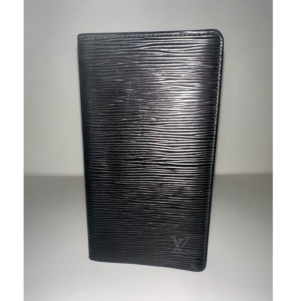Louis Vuitton Epi Leather Checkbook Wallet Black LV Long Card Holder
